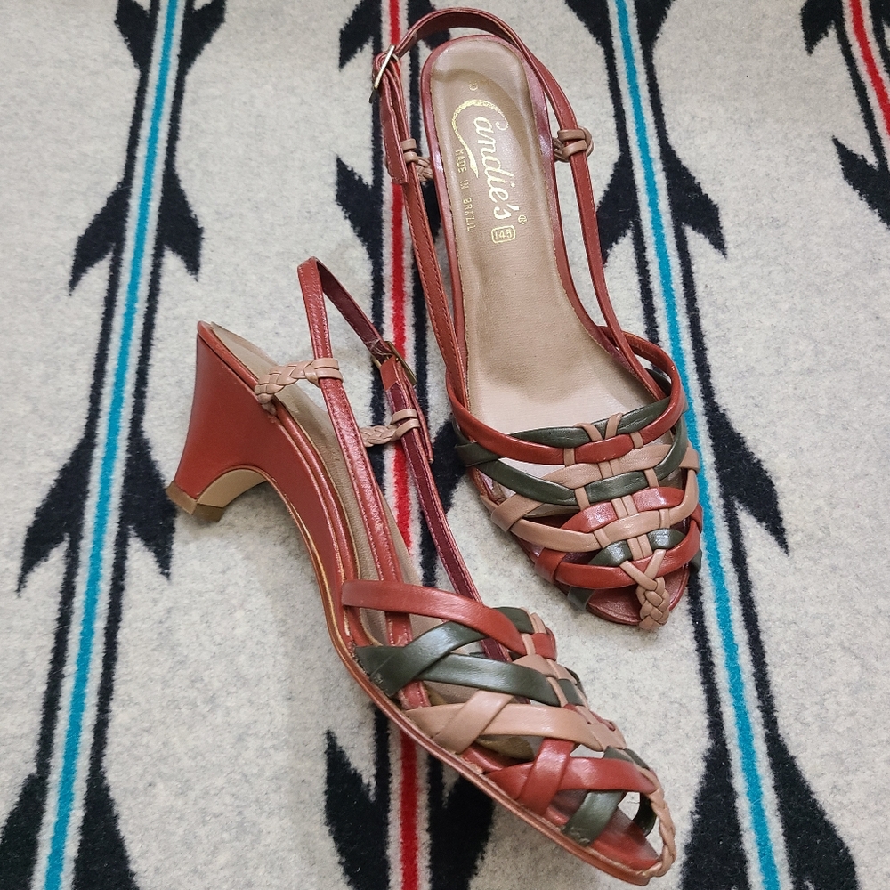 VTG Candies Woven Leather Strappy Sandals Size 8 - Picture 5 of 9